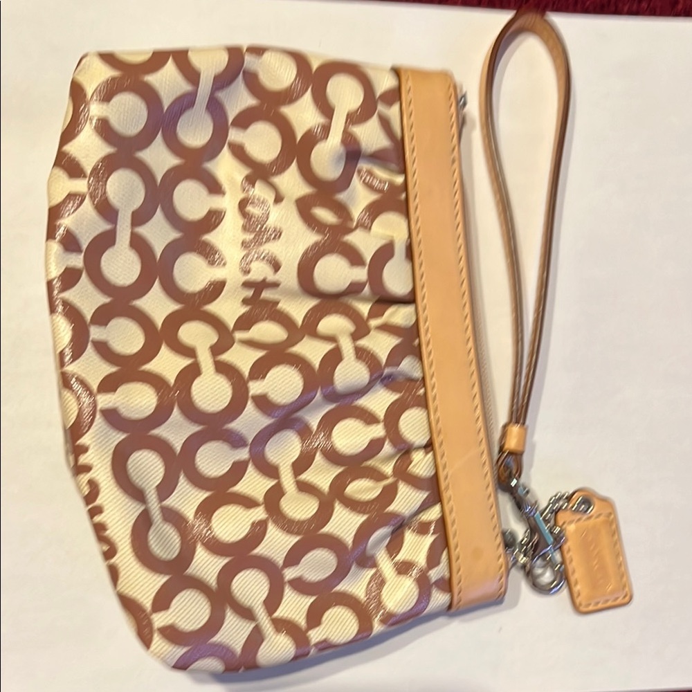Coach Signature Brown and Tan Clutch